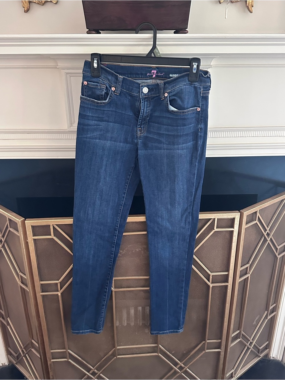 7 For All Mankind girls Dark Blue Roxanne Skinny Jeans, size 14, length 35"